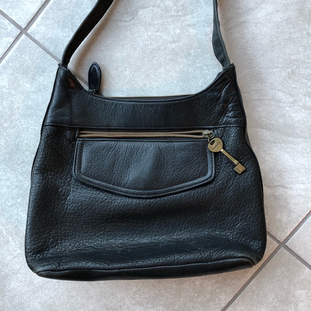Black leather fossil purse